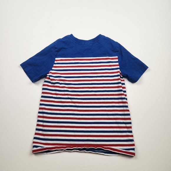 Hanna Andersson Red White Blue Patriotic Striped Short Sleeve Shirt 130 cm US 8 - Picture 2 of 5
